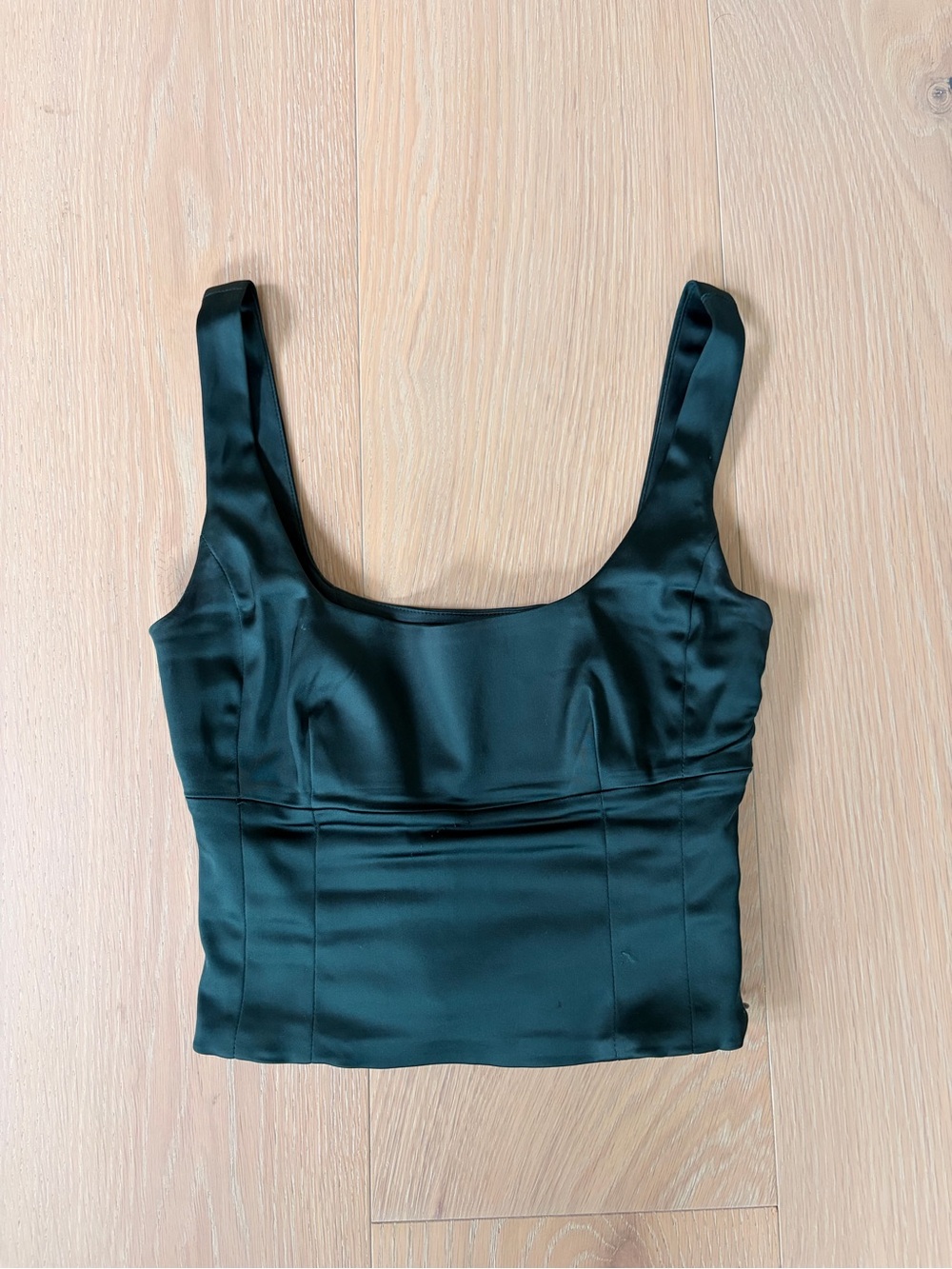 Wilfred Emerald Green Satin Cropped Tank Top XXS